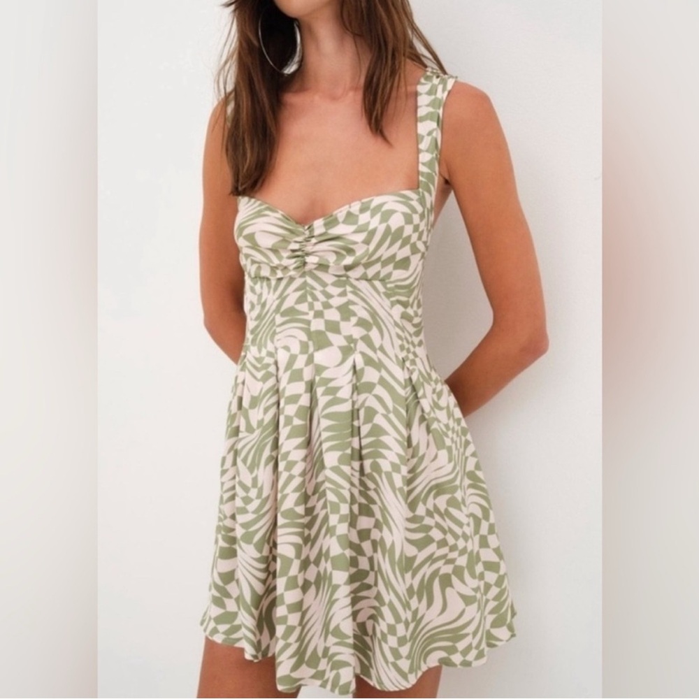 For Love And Lemons Green and Baby Pink Mini Dress